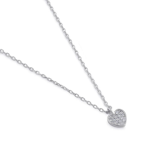 YALIT Sterling Silver Clear CZ Dainty Heart Necklace